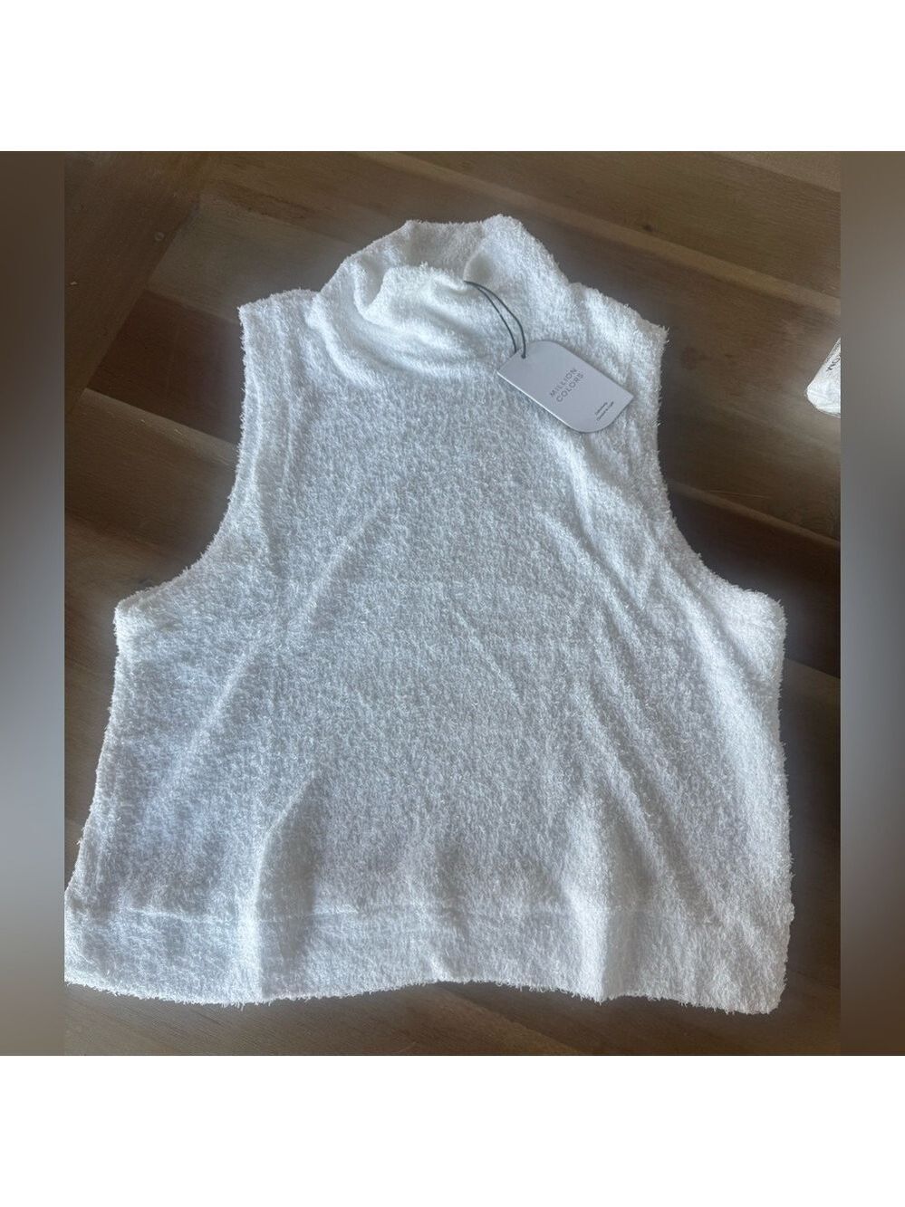 White Sleeveless Textured Tank Top